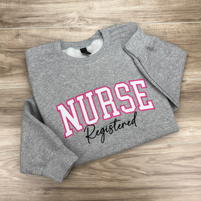 Personalized Embroidered Nurse Sweatshirt with Glitter Applique