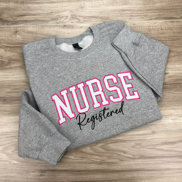 Personalized Embroidered Nurse Sweatshirt with Glitter Applique